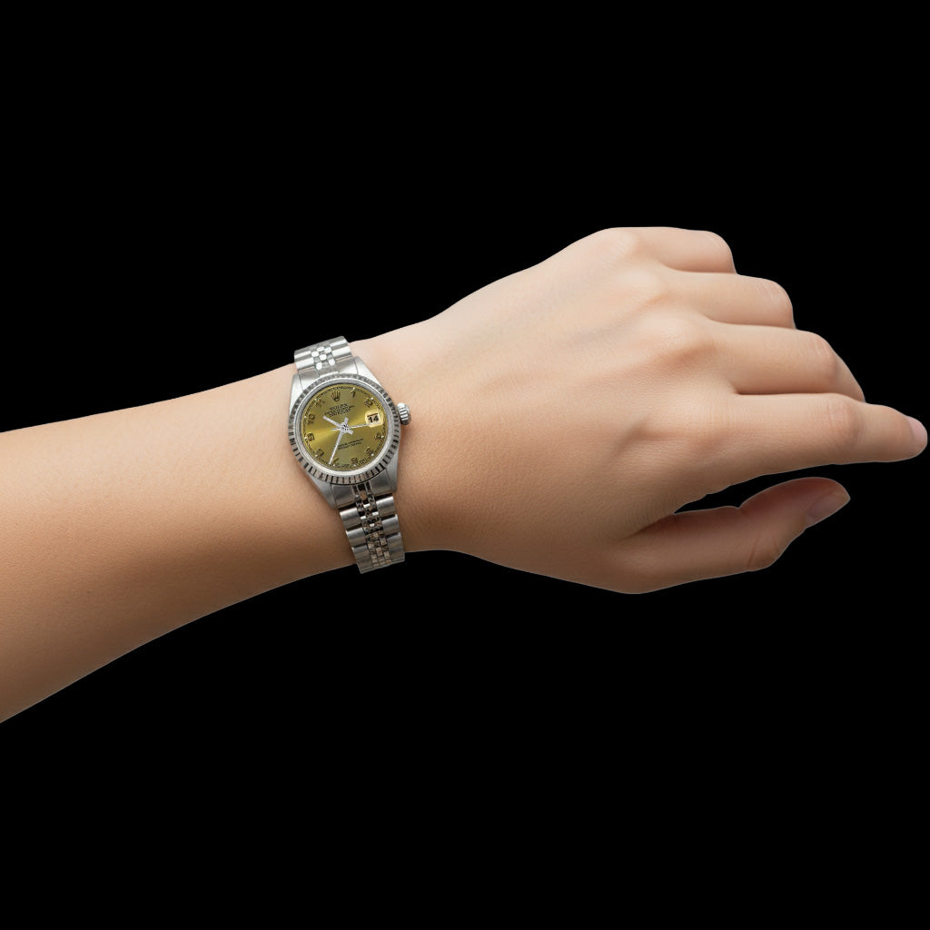 Orologio da donna Rolex Datejust in acciaio inossidabile con quadrante arabo champagne P2