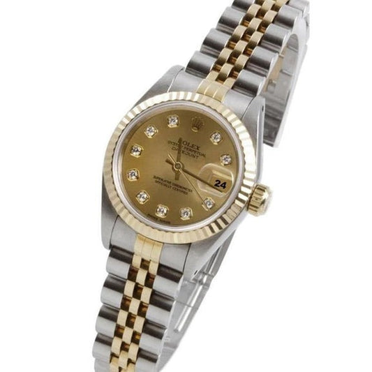Orologio da donna Rolex Datejust in acciaio inossidabile e oro, lunetta scanalata 