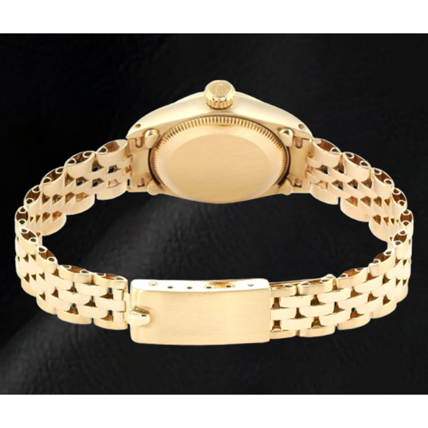 Orologio da donna Rolex Oyster Perpetual Silver Stick Dial 24 mm in oro giallo