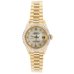 Orologio da donna Rolex President Datejust con quadrante con lunetta in diamanti