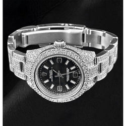 Orologio da donna Rolex ostrica perpetua 26mm 10ct ghiacciato con diamanti autentici