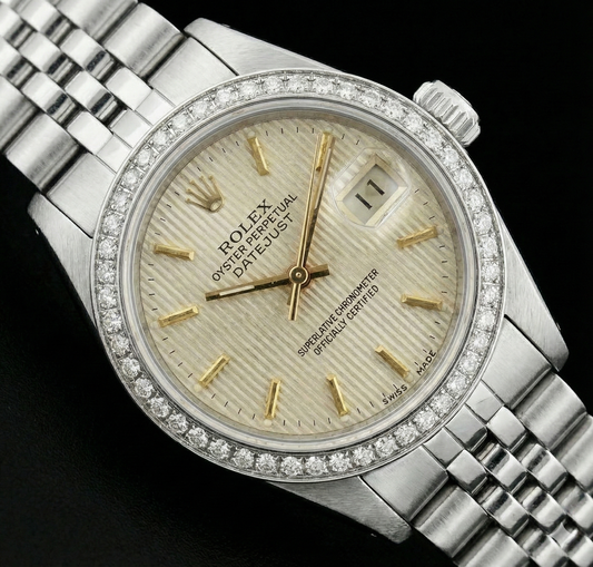 Orologio da donna con bracciale giubileo in acciaio inossidabile Datejust quadrante bianco a bastoncino Rolex