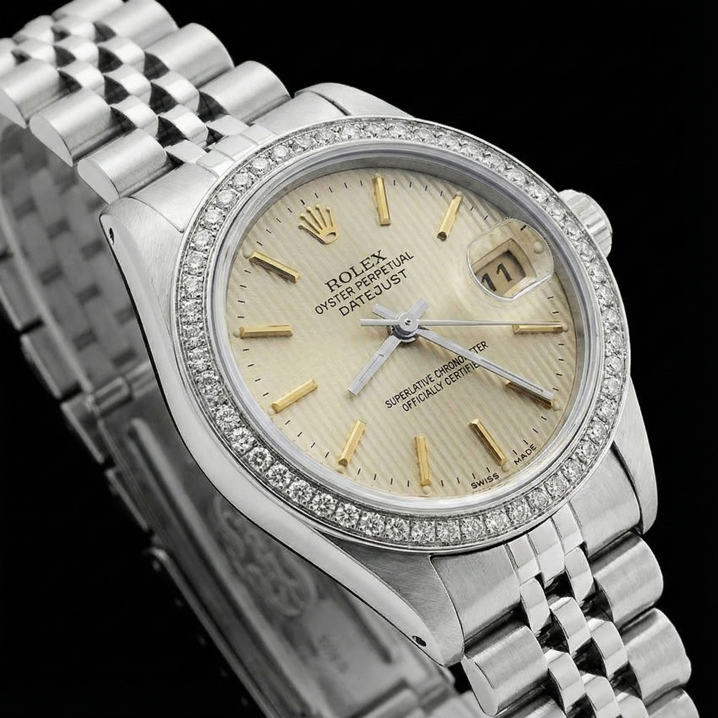 Orologio da donna con bracciale giubileo in acciaio inossidabile Datejust quadrante bianco a bastoncino Rolex