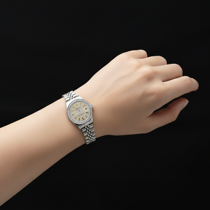 Orologio da donna con bracciale giubileo in acciaio inossidabile Datejust quadrante bianco a bastoncino Rolex P2