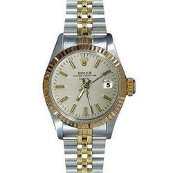 Orologio da donna con quadrante bianco, lunetta scanalata, data, bracciale giubileo