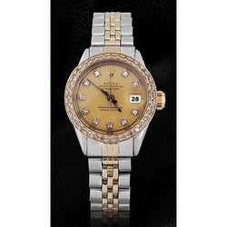 Orologio da donna con quadrante con diamanti e quadrante champagne bicolore Rolex Datejust