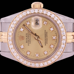 Orologio da donna con quadrante con diamanti e quadrante champagne bicolore Rolex Datejust