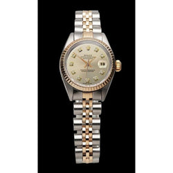 Orologio da donna con quadrante in argento e diamanti Bracciale Rolex giubileo in oro