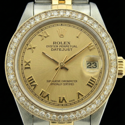 Orologio da donna con quadrante romano in oro e acciaio Rolex Datejust giubileo