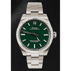 Orologio da donna in acciaio Rolex ostrica perpetua con quadrante luminoso verde