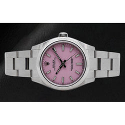 Orologio da donna in acciaio con quadrante luminoso rosa caramello Rolex ostrica perpetua da 31 mm