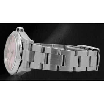 Orologio da donna in acciaio con quadrante luminoso rosa caramello Rolex ostrica perpetua da 31 mm