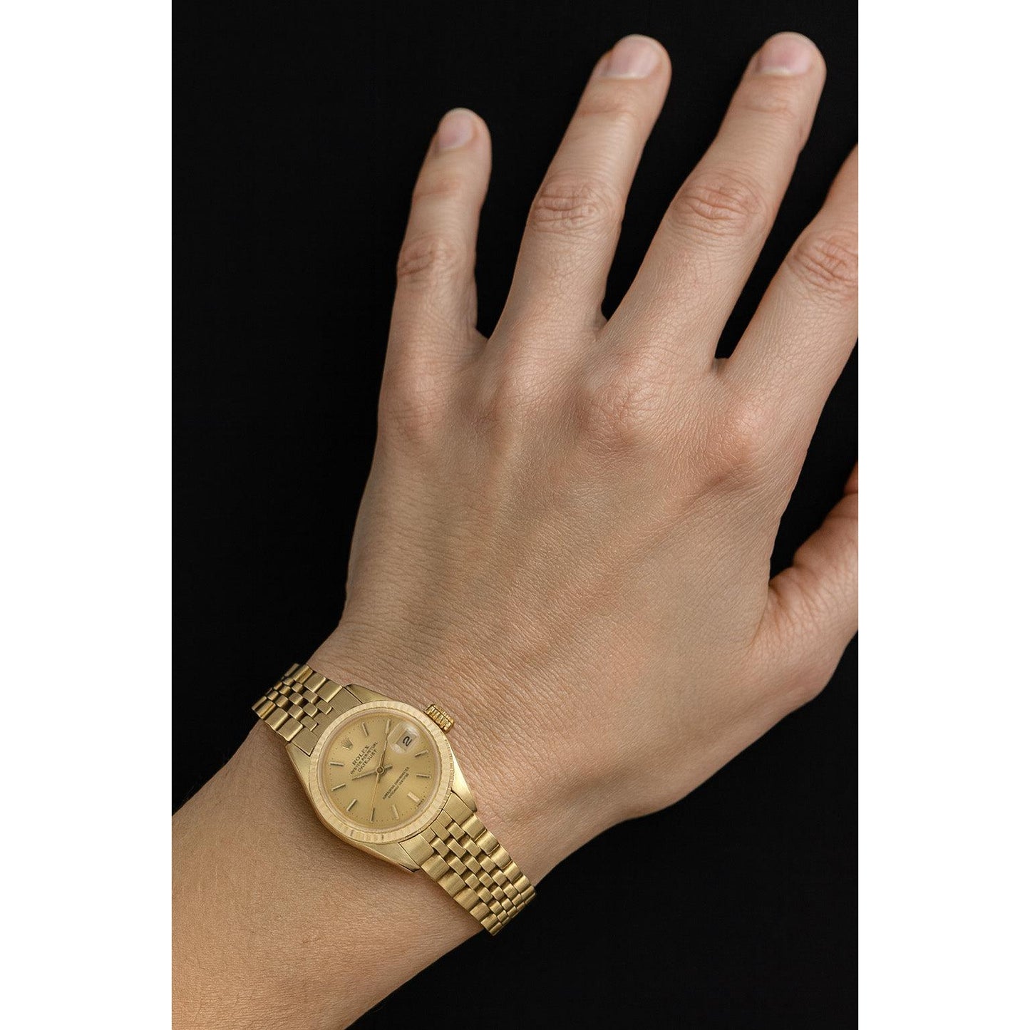 Orologio da donna in oro giallo con quadrante champagne Rolex Datejust da 26 mm P4