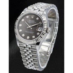 Orologio da donne in acciaio inossidabile con quadrante grigio e diamanti Datejust 31 Rolex