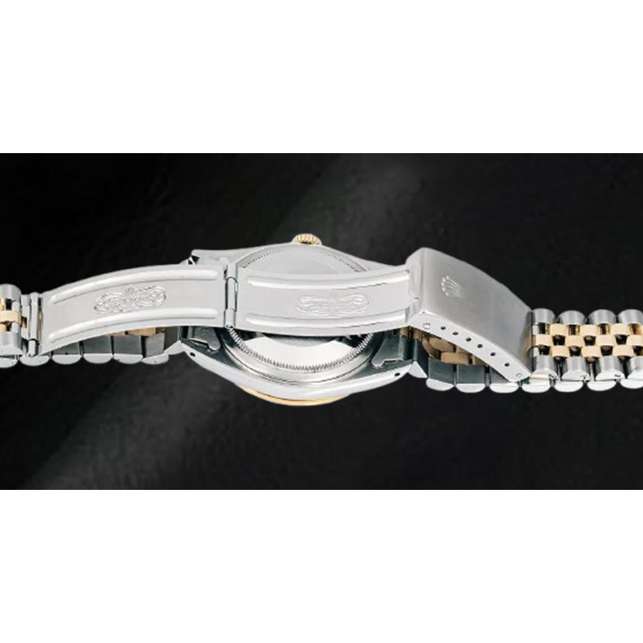 Orologio da polso Rolex giubileo bicolore da 36 mm con quadrante bianco e lunetta in diamanti