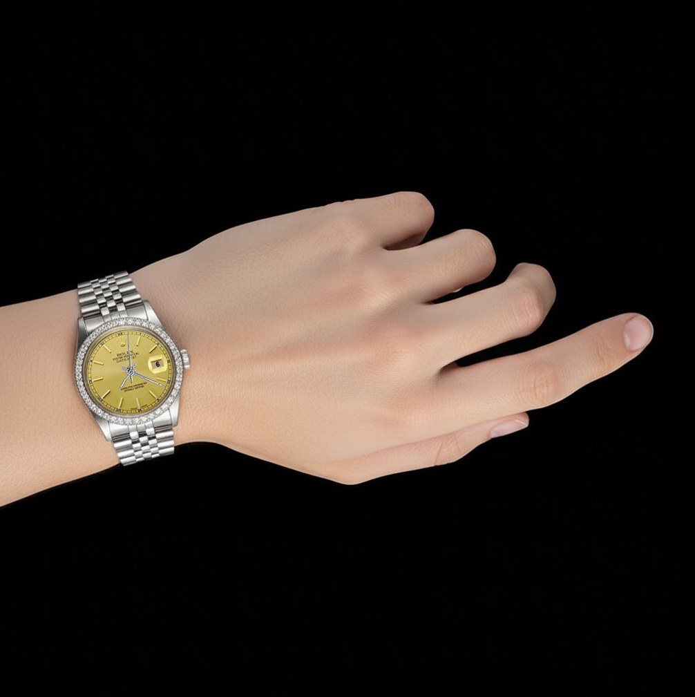 Orologio da uomo Datejust con quadrante champagne e quadrante in acciaio inossidabile Rolex IMPOSTAZIONE RAPIDA