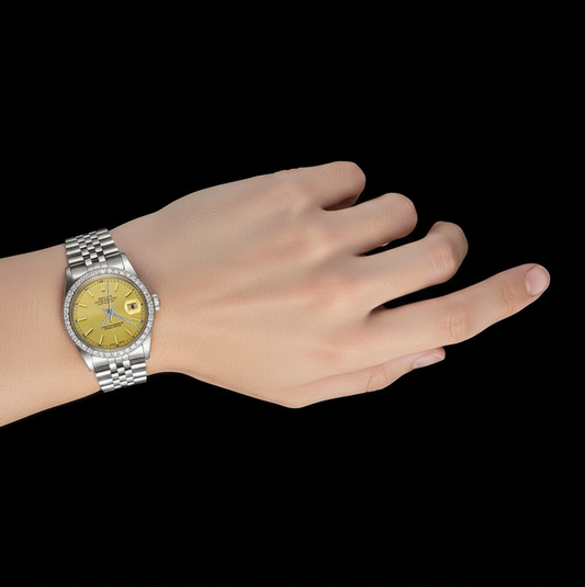 Orologio da uomo Datejust con quadrante champagne e quadrante in acciaio inossidabile Rolex IMPOSTAZIONE RAPIDA