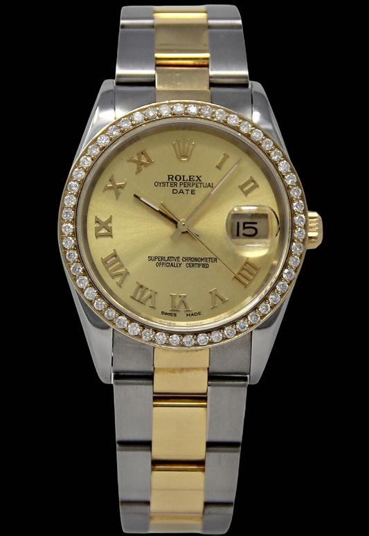 Orologio da uomo Rolex Date in acciaio inossidabile e oro da donna, bicolore