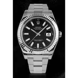 Orologio da uomo Rolex Datejust Ii da 41 mm quadrante nero in acciaio inossidabile con bianco 18 carati