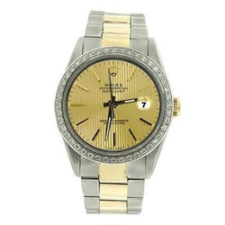 Orologio da uomo Rolex Datejust con bracciale ostrica in acciaio e oro con quadrante bastone IMPOSTAZIONE RAPIDA