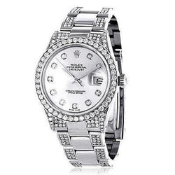 Orologio da uomo Rolex Datejust con diamanti rotondi da 8 carati in acciaio inossidabile