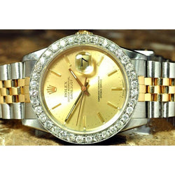 Orologio da uomo Rolex Datejust con lunetta in diamanti e bracciale in acciaio inossidabile, REGOLAZIONE RAPIDA