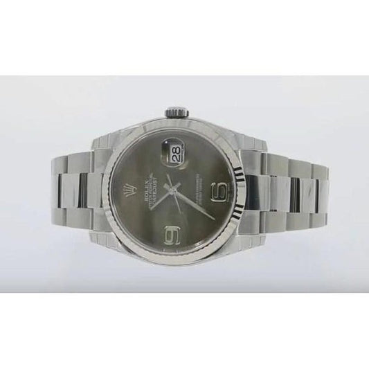 Orologio da uomo Rolex Datejust con lunetta scanalata e bracciale in acciaio inossidabile
