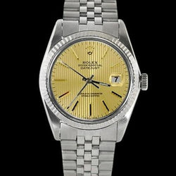 Orologio da uomo Rolex Datejust con quadrante in acciaio inossidabile champagne, lunetta scanalata, IMPOSTAZIONE RAPIDA
