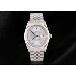 Orologio da uomo Rolex Datejust con quadrante in argento e diamanti, bracciale giubileo in acciaio inossidabile