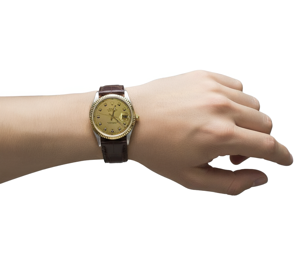 Orologio da uomo Rolex Datejust con quadrante in diamanti e lunetta scanalata, IMPOSTAZIONE RAPIDA