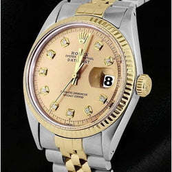 Orologio da uomo Rolex Datejust con quadrante in diamanti e lunetta scanalata, bracciale Jubilee bicolore, IMPOSTAZIONE RAPIDA