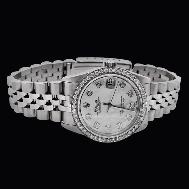 Orologio da uomo Rolex Datejust da 31 mm in acciaio inossidabile con quadrante in madreperla e diamanti