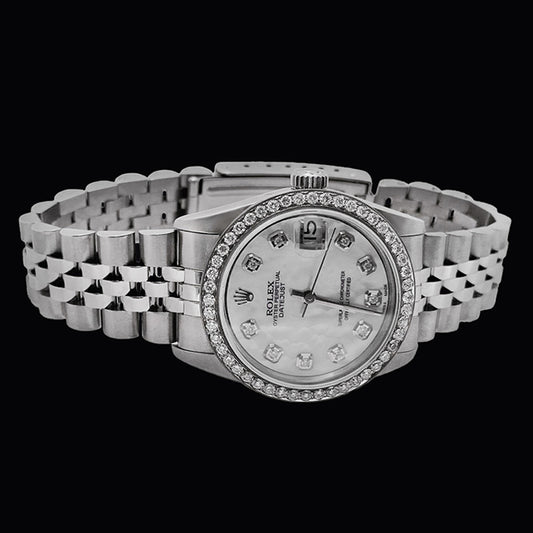 Orologio da uomo Rolex Datejust da 31 mm in acciaio inossidabile con quadrante in madreperla e diamanti