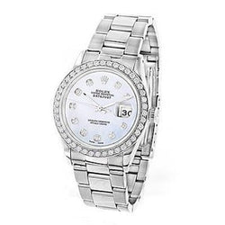 Orologio da uomo Rolex Datejust da 36 mm con lunetta in diamanti in acciaio inossidabile