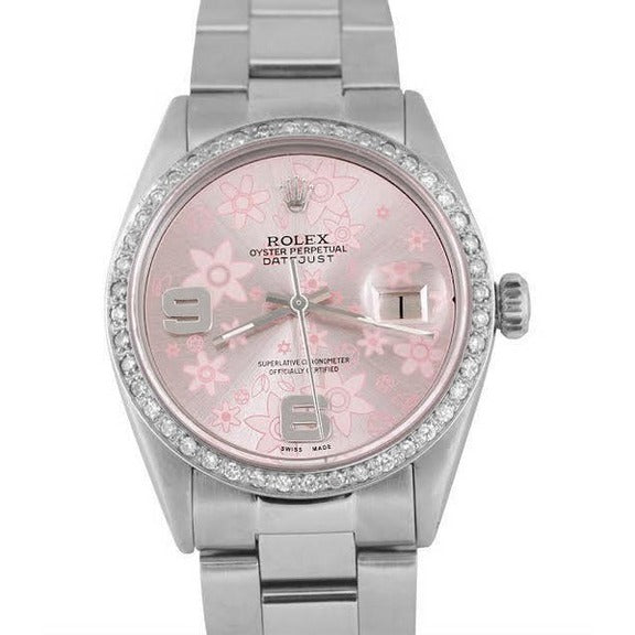 Orologio da uomo Rolex Datejust in acciaio inossidabile con quadrante rosa 