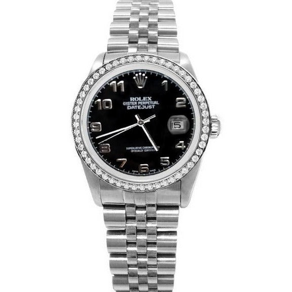 Orologio da uomo Rolex Datejust in acciaio inossidabile giubileo Quadrante arabo nero Lunetta 

