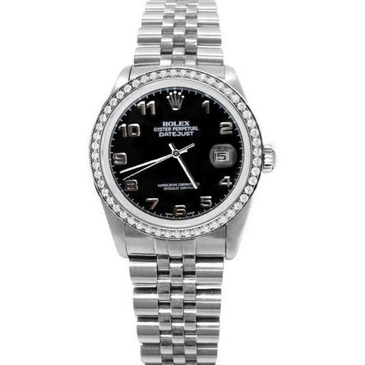 Orologio da uomo Rolex Datejust in acciaio inossidabile giubileo Quadrante arabo nero Lunetta 
