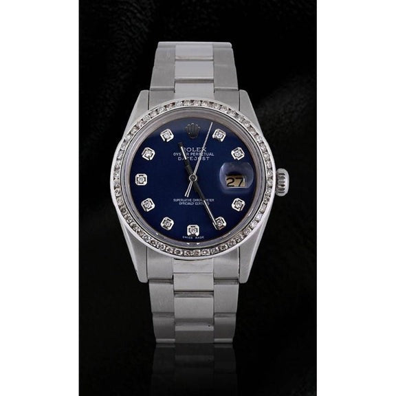 Orologio da uomo Rolex Datejust quadrante con diamanti blu bracciale