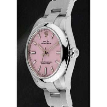 Orologio da uomo Rolex Ostrica perpetua da 31 mm con quadrante luminoso rosa caramello in acciaio inossidabile