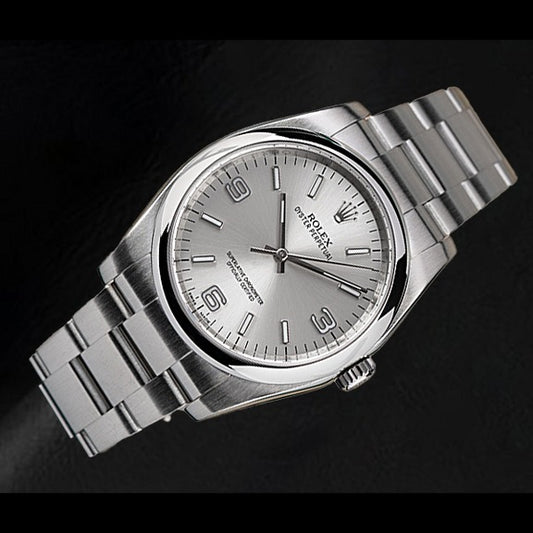 Orologio da uomo Rolex ostrica perpetua argento esploratrice quadrante 