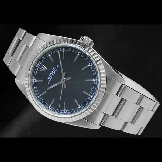 Orologio da uomo Rolex ostrica perpetua con quadrante nero romano 