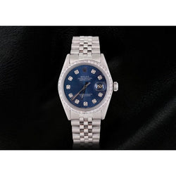 Orologio da uomo con bracciale Rolex Datejust acciaio inossidabile giubileo, quadrante con diamanti blu