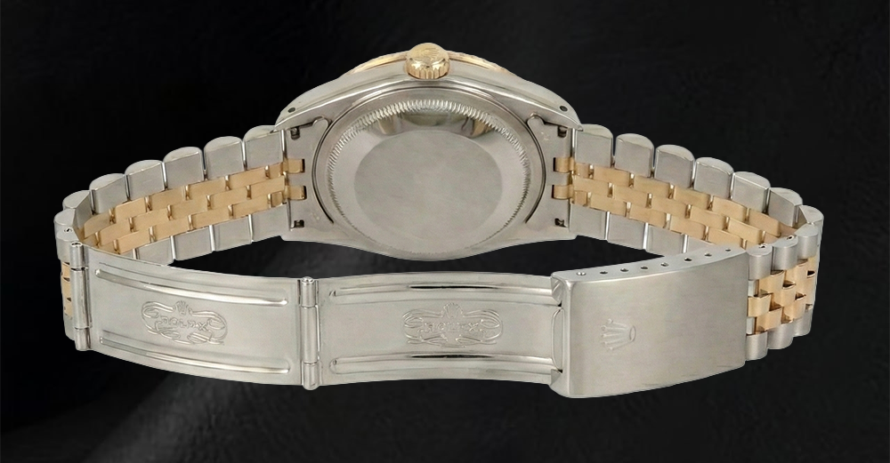 Orologio da uomo con lunetta di diamanti Rolex Datejust, quadrante romano grigio giubilare bicolore