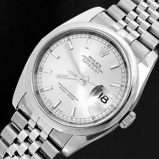 Orologio da uomo da uomo Rolex Datejust Chiusura nascosta quadrante argento cinturino giubilare nascosto