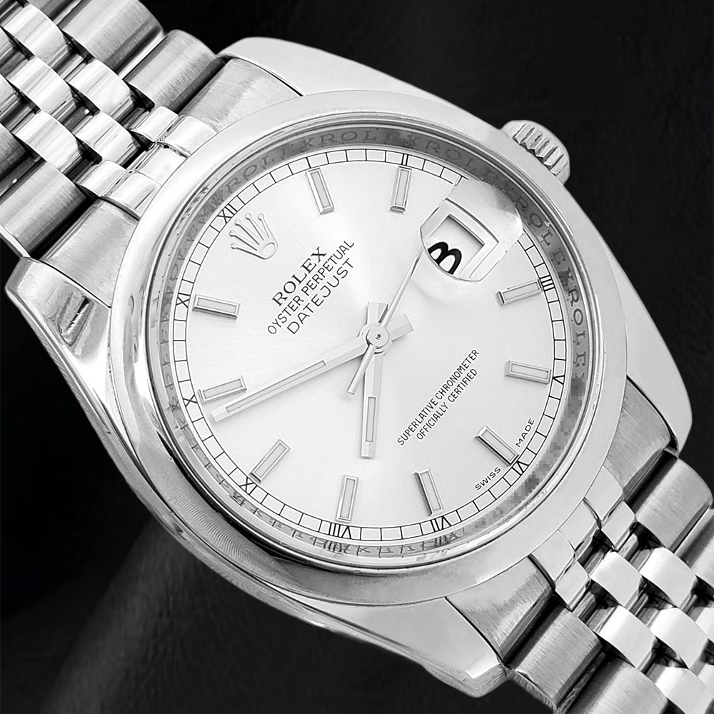Orologio da uomo da uomo Rolex Datejust Chiusura nascosta quadrante argento cinturino giubilare nascosto