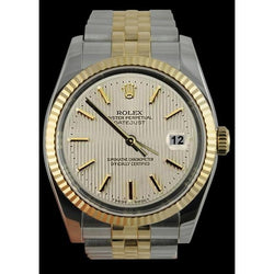 Orologio da uomo giubileo in acciaio inossidabile e oro giallo con quadrante bianco a bastoncino, Rolex con regolazione rapida