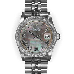 Orologio di medie dimensioni Rolex Datejust in acciaio inossidabile di medie dimensioni con quadrante grigio madreperla