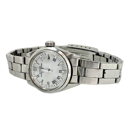 Orologio da donna Rolex Date bianco romano in acciaio inossidabile 26 mm