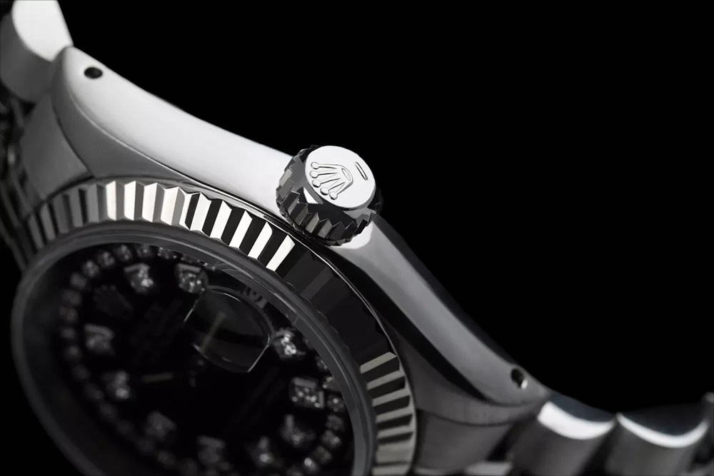 Orologio da donna Rolex Datejust con cinturino giubileo in acciaio inossidabile nero doppio