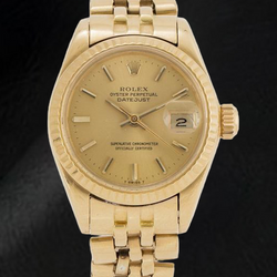 Orologio da donna in oro giallo con quadrante champagne Rolex Datejust da 26 mm